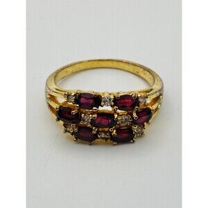 Gold plated natural garnet ring size 12.5